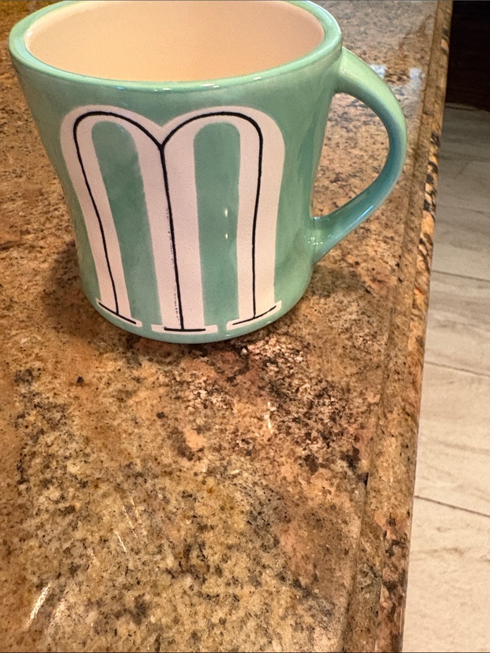 Anthropologie Mint Green Hand-Painted Ceramic Mug